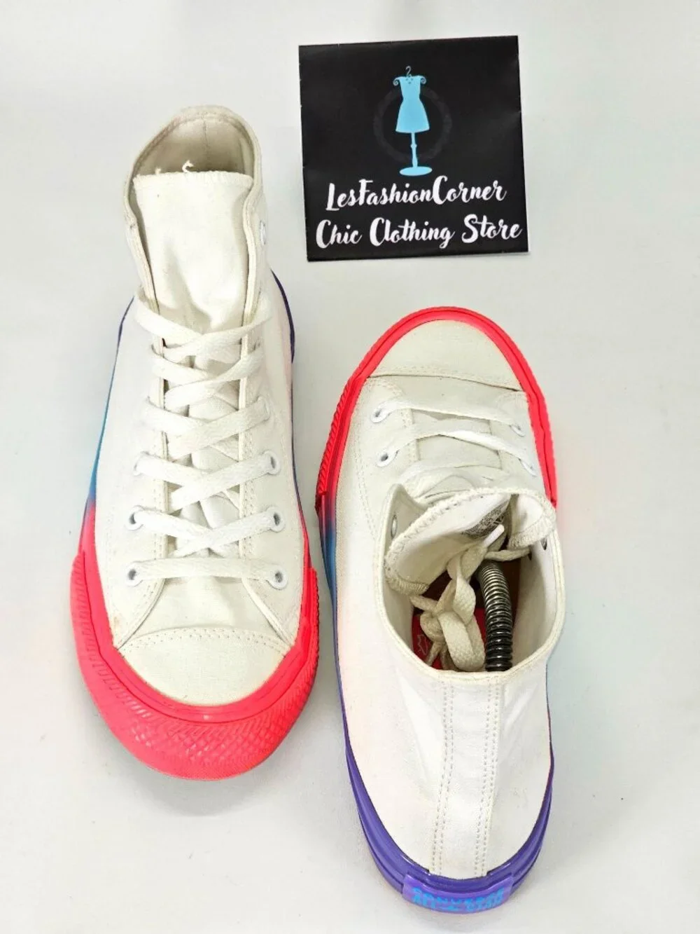 Converse  Junior White Cotton Chuck Taylor All Star Rainbow Sneakers Size 6 2043 - Picture 16 of 16